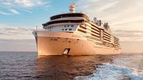 A large cruise ship sails on the sea - Silver Nova, Silversea Cruises