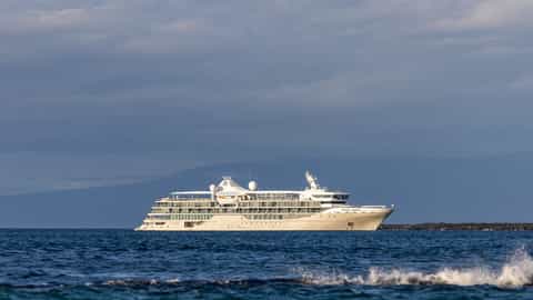 A large white ship sails on the ocean - Silver Origin, Silversea Cruises