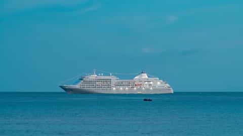 A large cruise ship sails on the ocean - Silver Shadow, Silversea Cruises