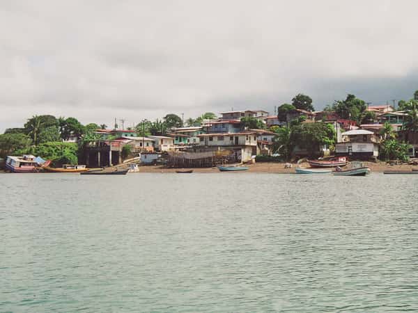 coastal village boats water