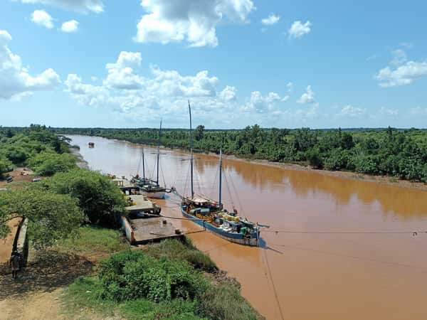 river boats greenery landscape