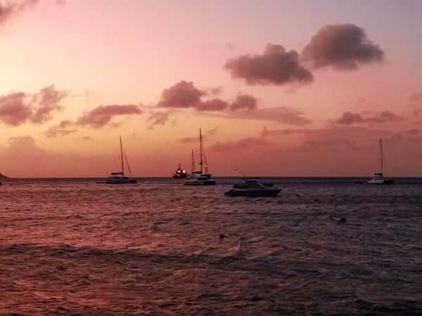 harbor boats sunset coastline
