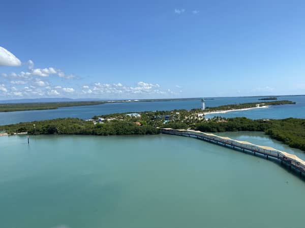 island lighthouse bridge coastline