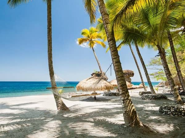 Anse Chastanet, St. Lucia — Anse Chastanet - Anse Mamin Beach, features a casual restaurant with fresh grill seafood, salads, hamburgers.