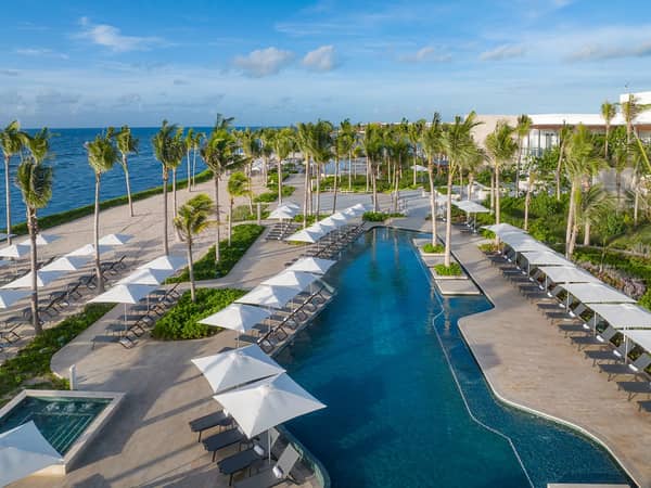 Hilton Tulum Riviera Maya All-Inclusive Resort, Mexico — Hilton Tulum Riviera Maya All-Inclusive Resort - Aerial View of 1 of the Main Lobby's 2 Pools