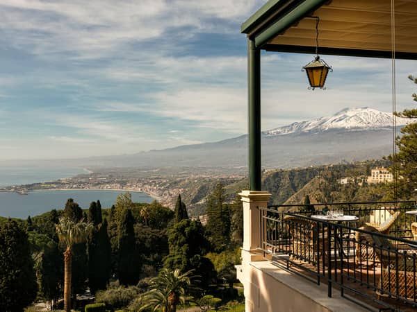 Grand Hotel Timeo, A Belmond Hotel, Taormina, Italy — Grand Hotel Timeo, A Belmond Hotel, Taormina - View of Mount Etna from Ristorante Timeo