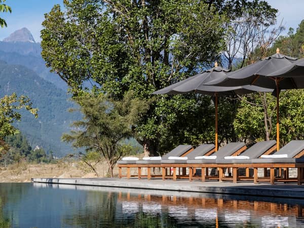 Amankora, Bhutan — Amankora - The heated outdoor infinity swimming pool in Amankora Punakha