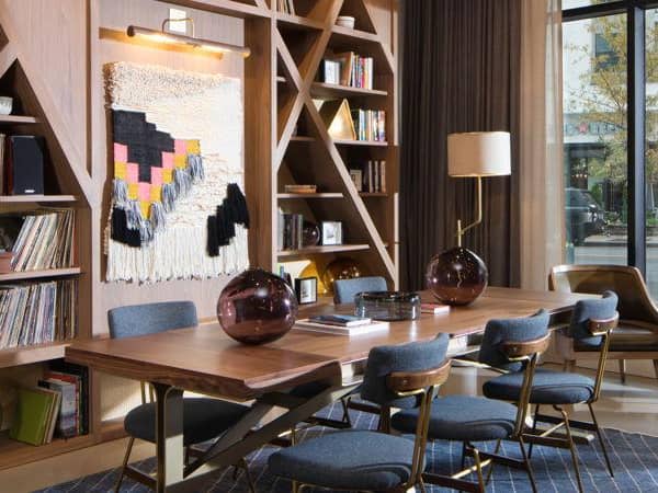 Thompson Nashville, United States — Thompson Nashville - Lobby Seating with Record Library