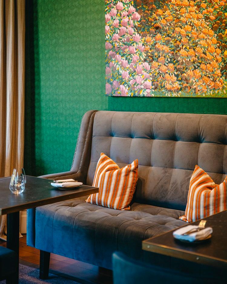 The Marlborough - Boutique Hotel & Vineyard, New Zealand — The Marlborough - Boutique Hotel & Vineyard - Variety of dining rooms each with their own decor and view into the gardens and artwork