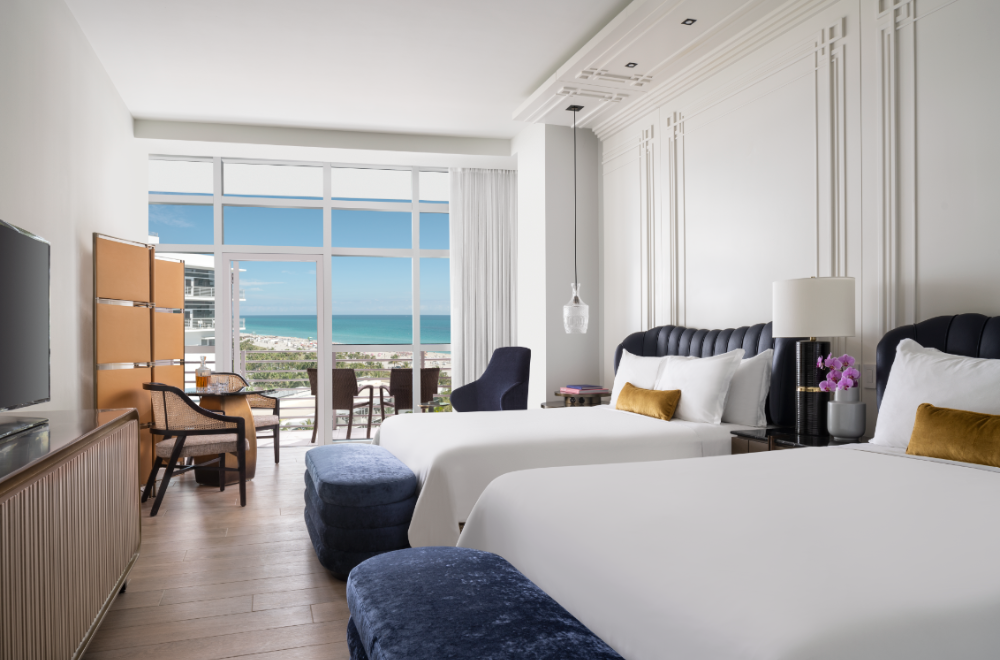 Club Partial Ocean View Guestroom, 2 Double, High Floor