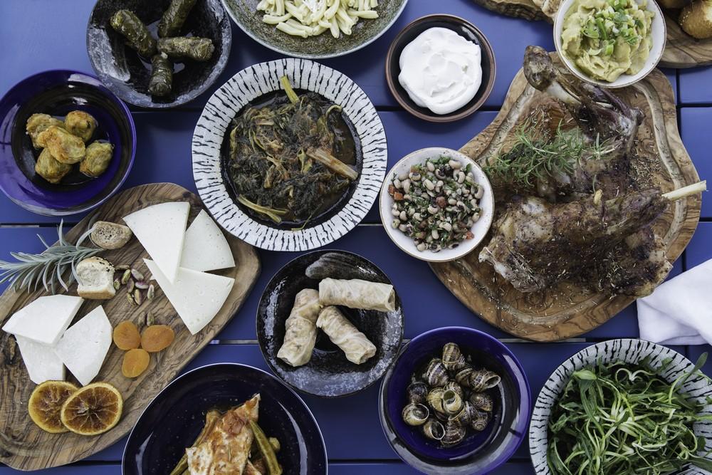 Phaea Blue, Elounda, Crete, Greece — Phaea Blue, Elounda, Crete - Cretan Feast at Blue Door