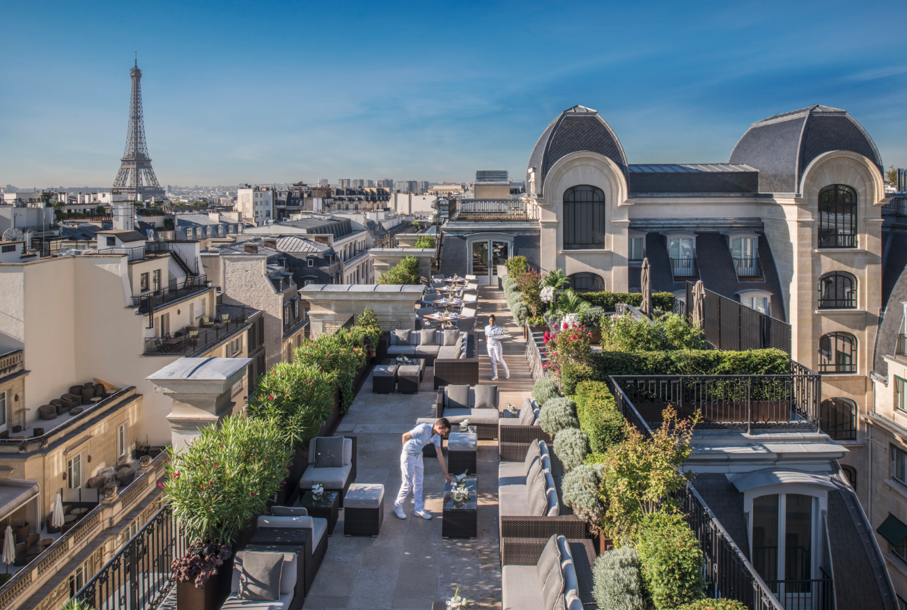 The Peninsula Paris, France — The Peninsula Paris - L'Oiseau Blanc rooftop terrace